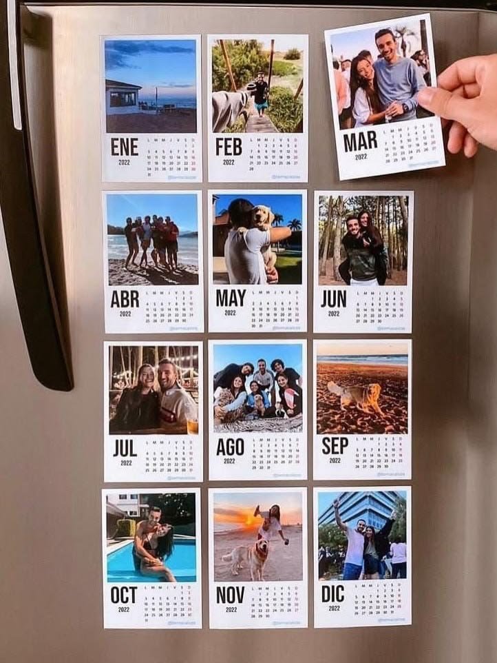 Calendario o 12 fotos imantadas