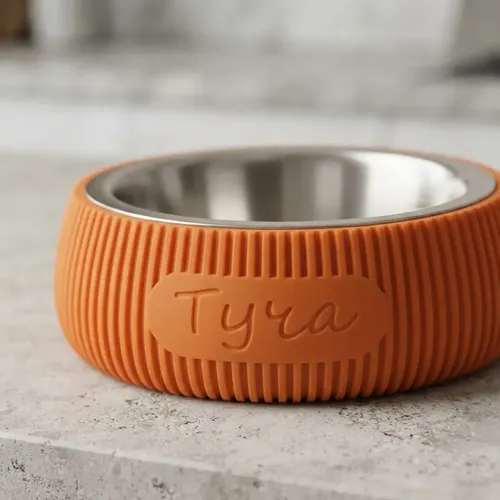 Comedero Mascotas Personalizados Moderno Estetico Naranja