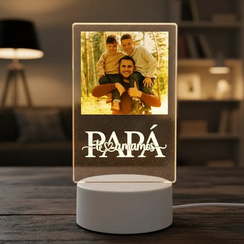 Cuadro Luminoso Día Del Padre Velador Regalo Personalizado Blanco