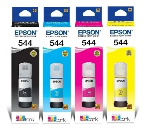 Combo X4 Tintas Epson 544 L3310 L3350 Amarillo/cian/magenta/negro