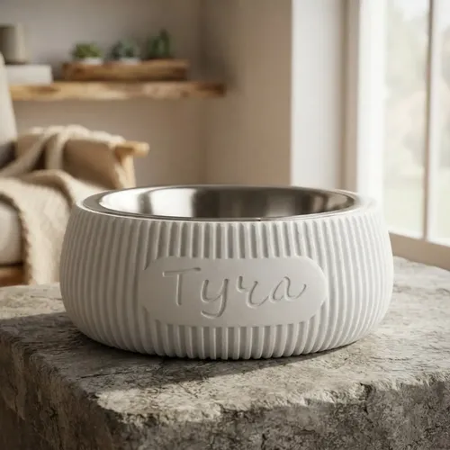 Comedero Mascotas Personalizados Moderno Estetico Blanco