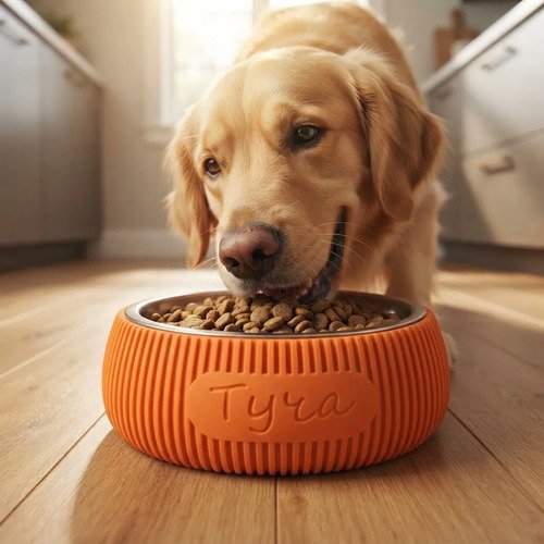 Comedero Mascotas Personalizados Moderno Estetico Naranja