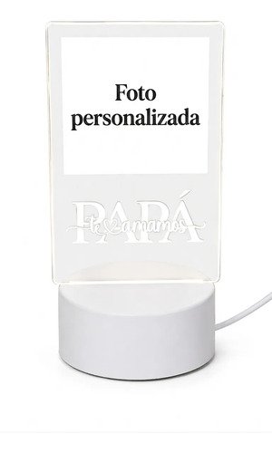 Cuadro Luminoso Día Del Padre Velador Regalo Personalizado Blanco