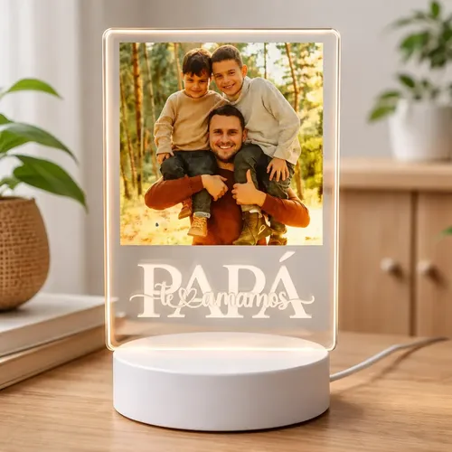 Cuadro Luminoso Día Del Padre Velador Regalo Personalizado Blanco