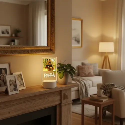 Cuadro Luminoso Día Del Padre Velador Regalo Personalizado Blanco