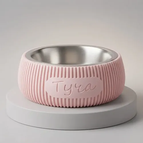 Comedero Mascotas Personalizados Moderno Estetico Rosa Pálido
