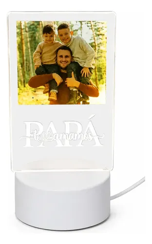 Cuadro Luminoso Día Del Padre Velador Regalo Personalizado Blanco